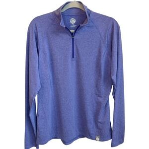 REI Quarter Zip Tech Shirt Womens L Purple Heathered Long Sleeve Pullover Active